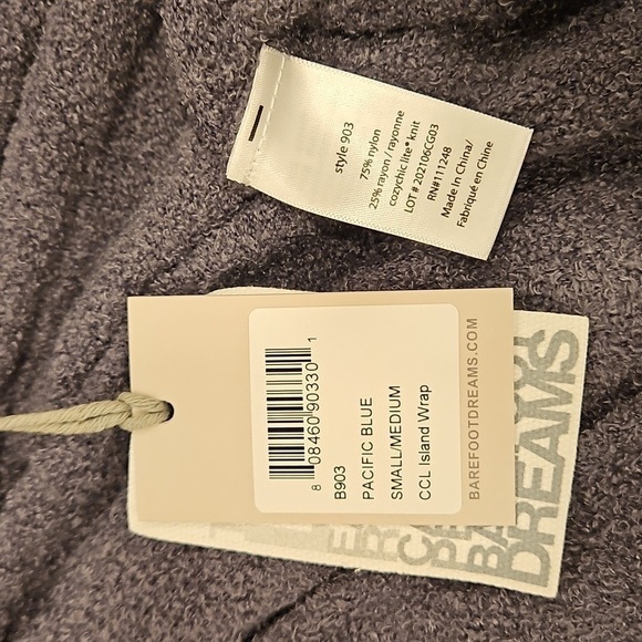 💕BAREFOOT DREAMS💕 Cozy Chic Lite Island Wrap Pacific Blue Small/Medium NWT - Picture 16 of 16